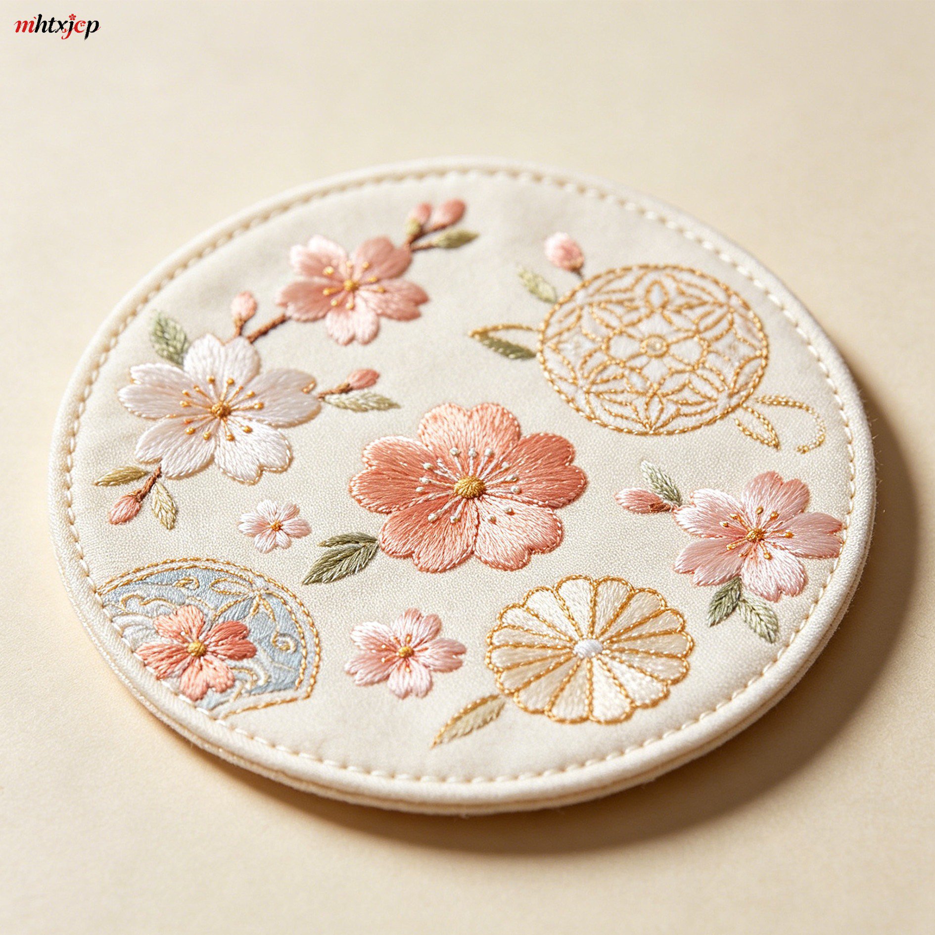 刺繍入り布製コースター（5枚セット）