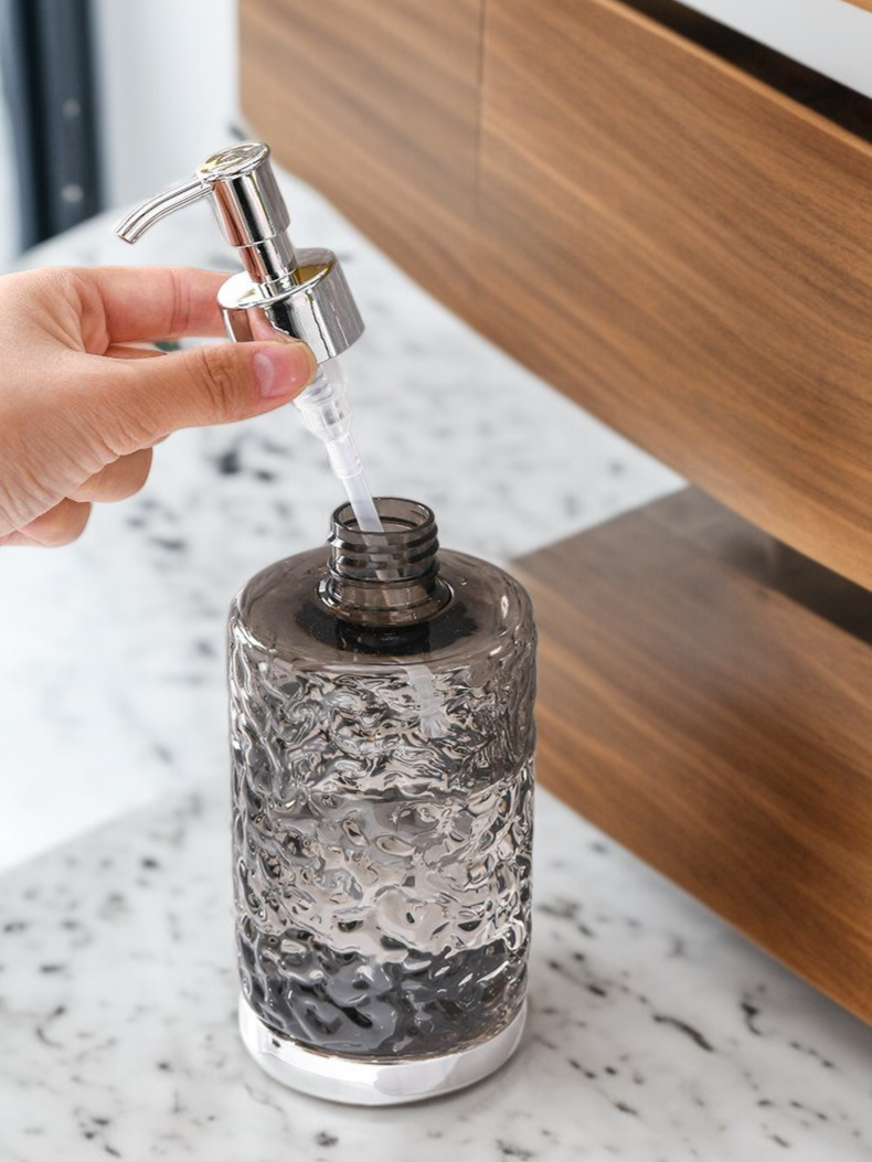 Elegant bathroom decor with soap and shower gel dispensers