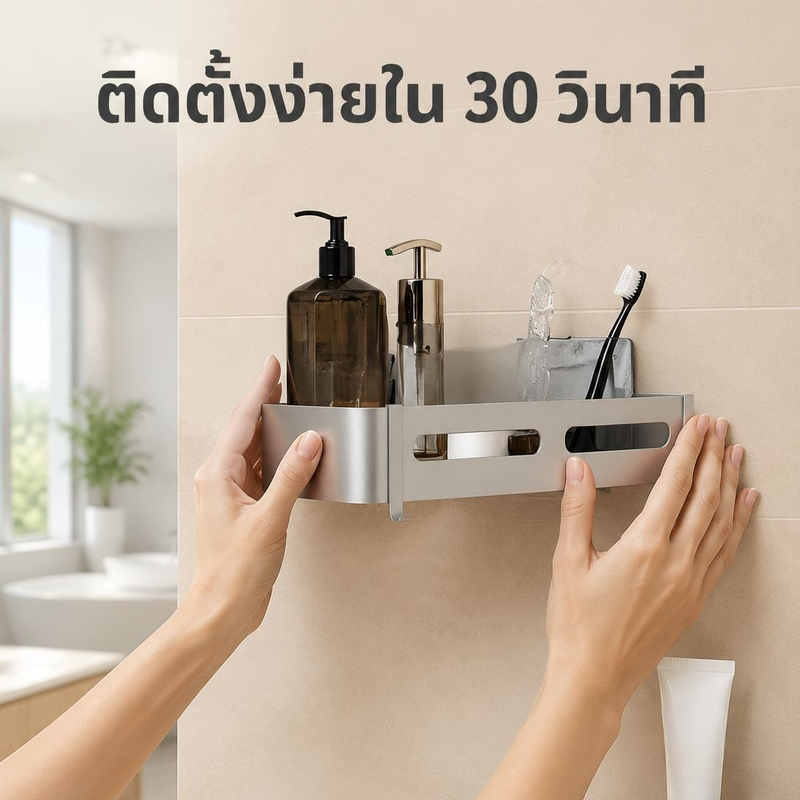 ที่วางของในห้องน้ำแบบไม่ต้องเจาะ