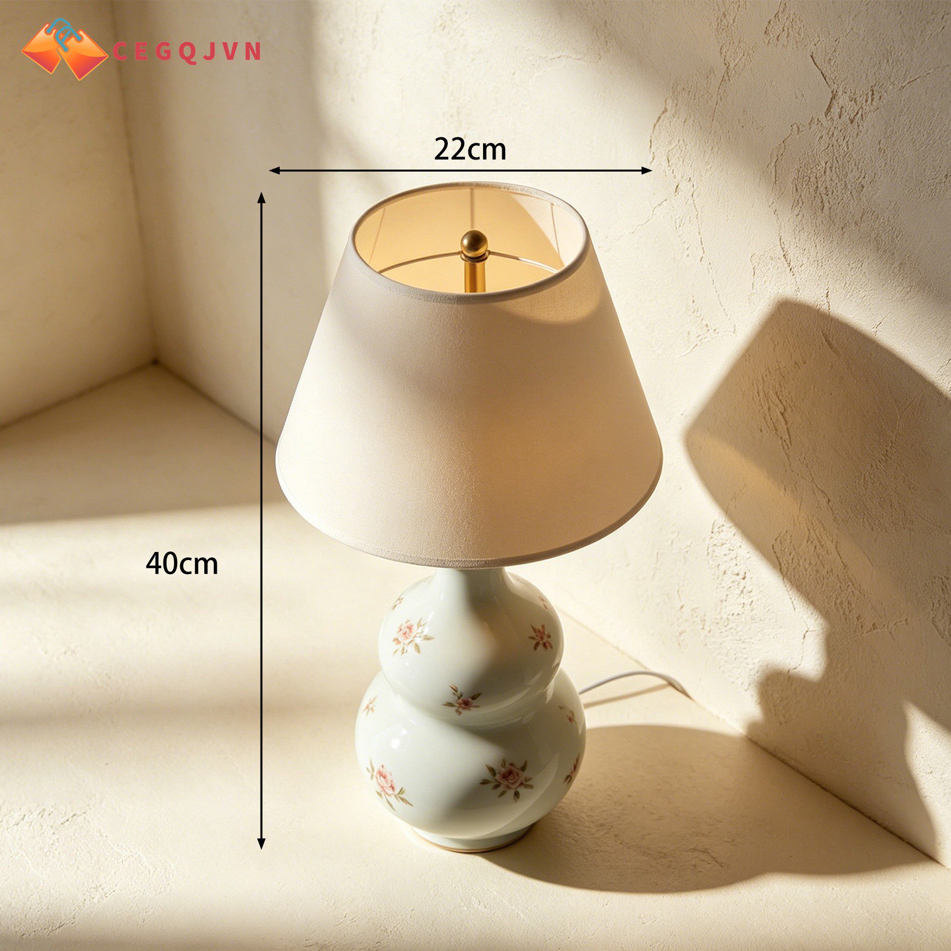 Close-up of ceramic lamp base with smooth finish