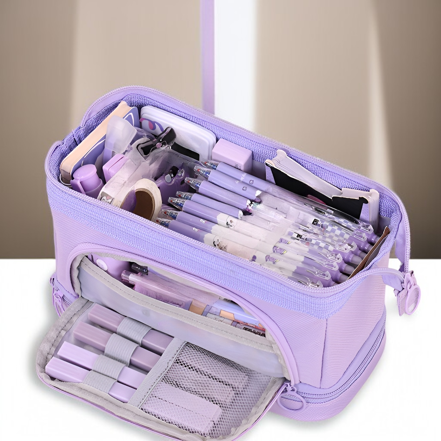 Durable double layer pencil pouch for students