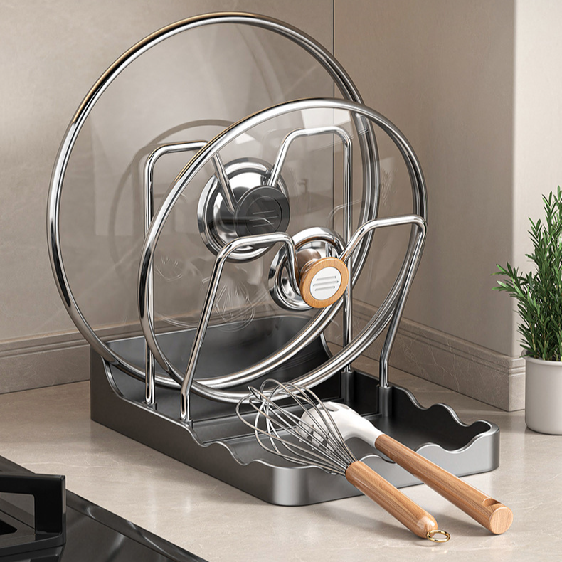 Multifunctional pot lid rack