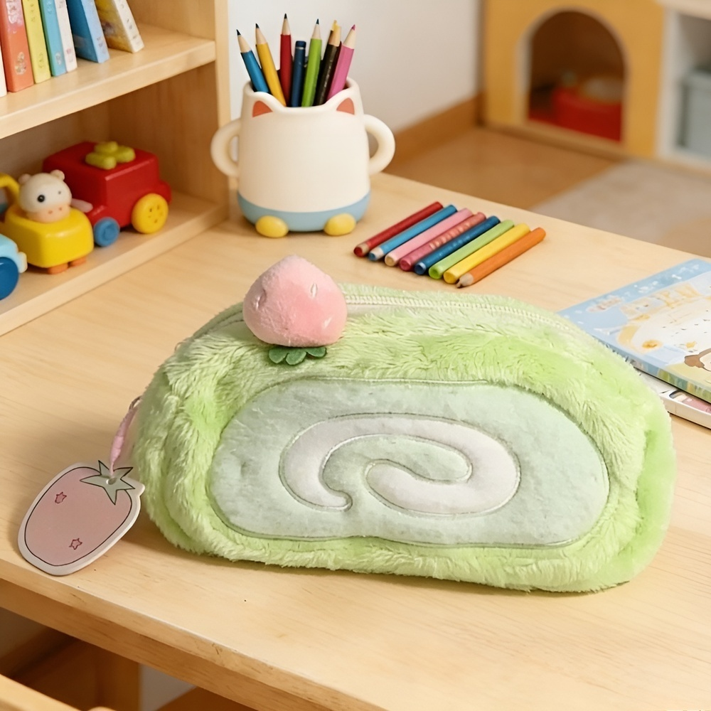 Cute Plush Swiss Roll Pencil Case