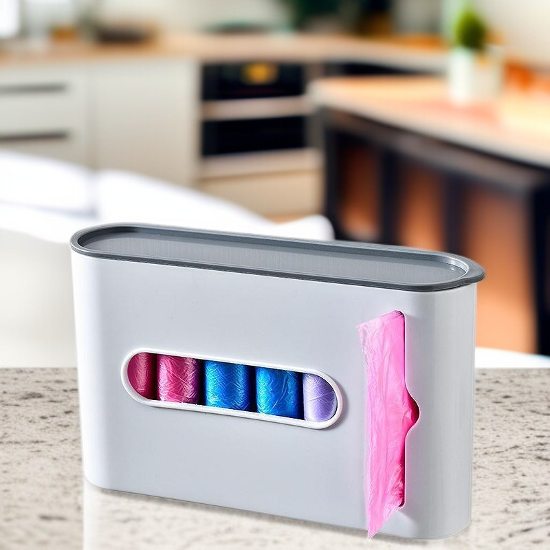 Dispensador colgante de bolsas de plástico para uso doméstico