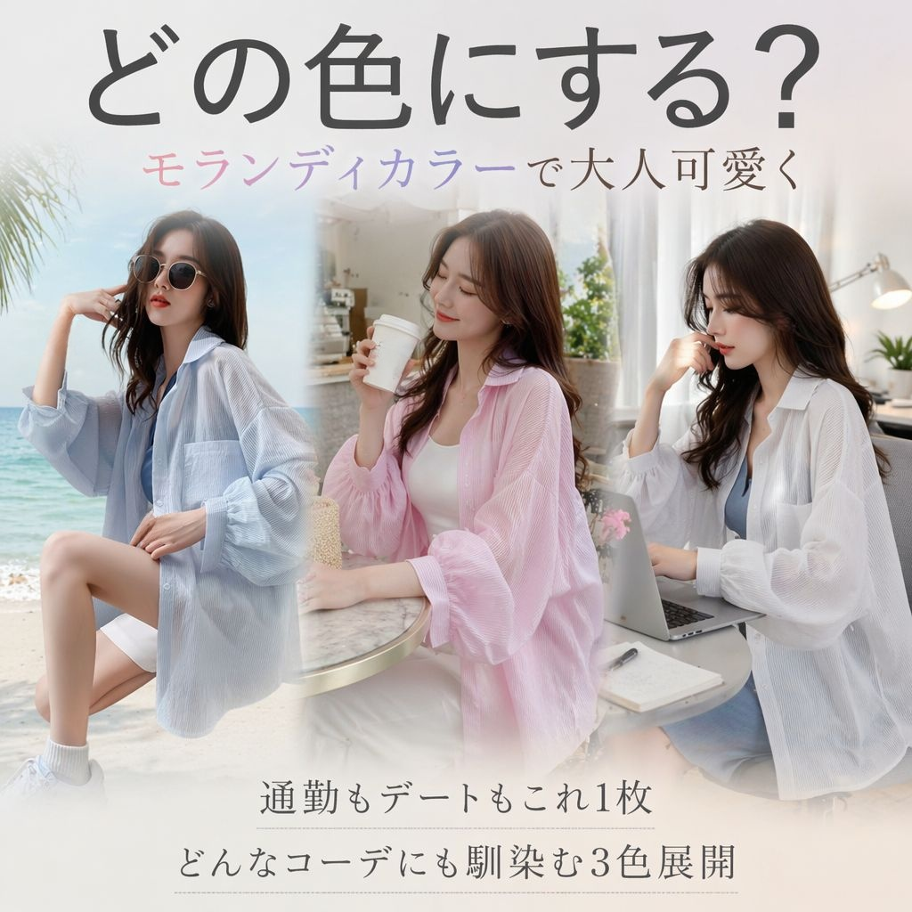 新作薄手UVカットシャツ レディースシフォンアウター 夏用
