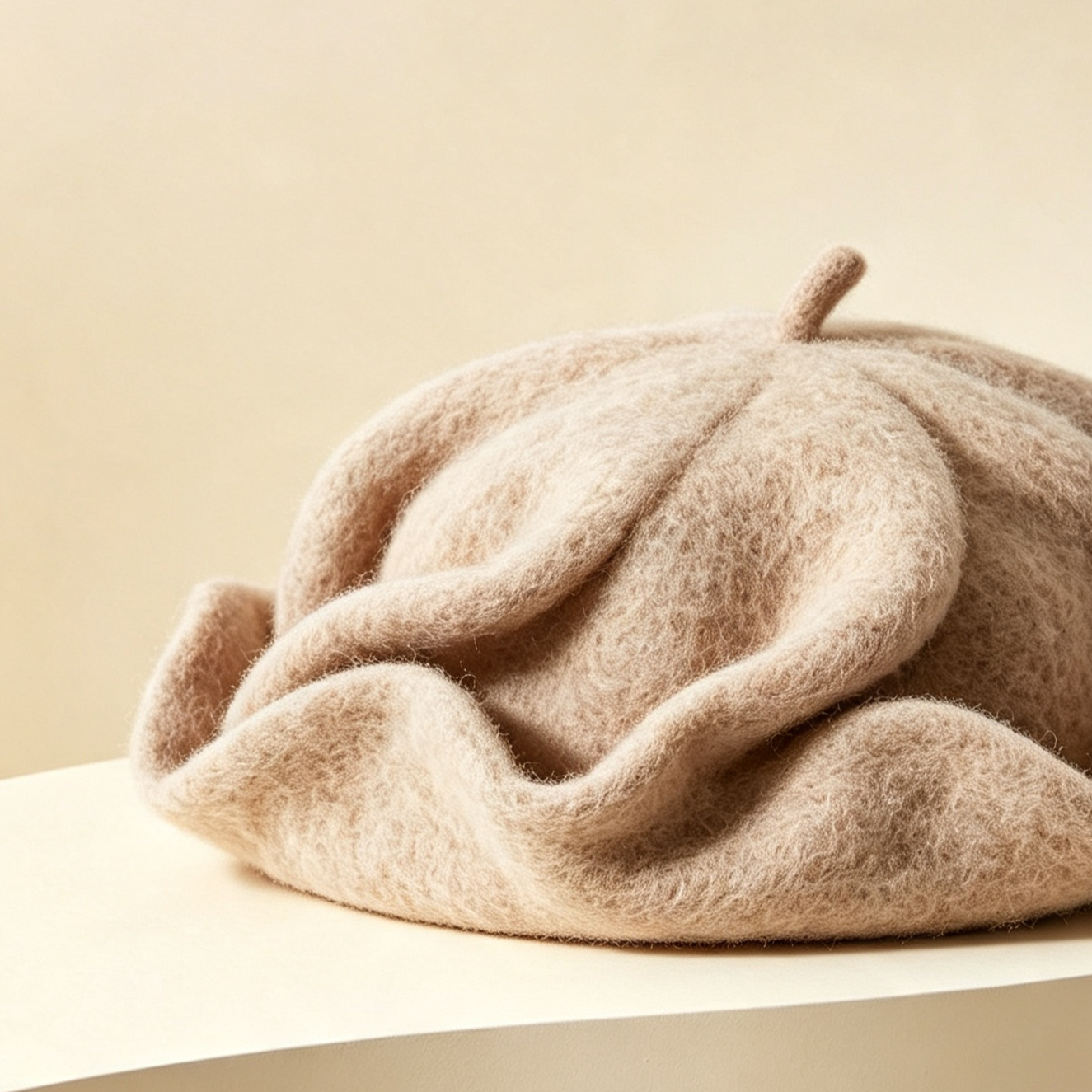 Soft wool-lined cloud beret in pastel colors