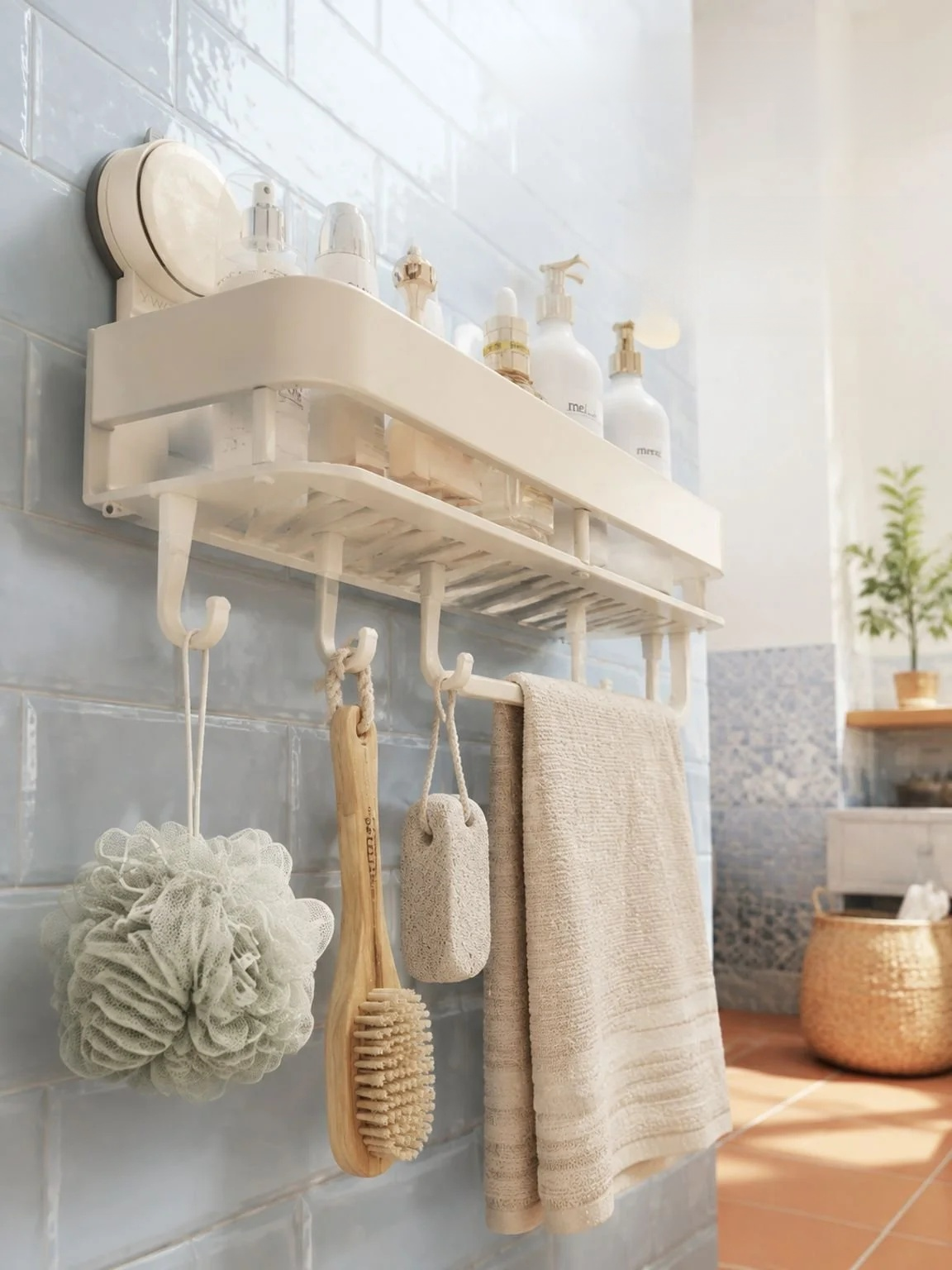 Estante resistente ideal para accesorios de baño