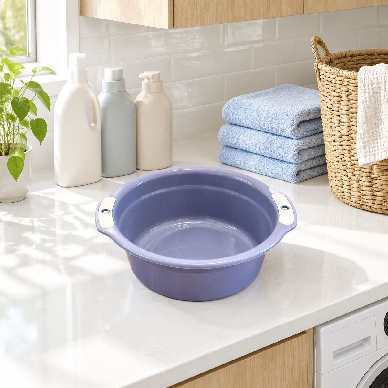 Color-Block Home Basin with Handles