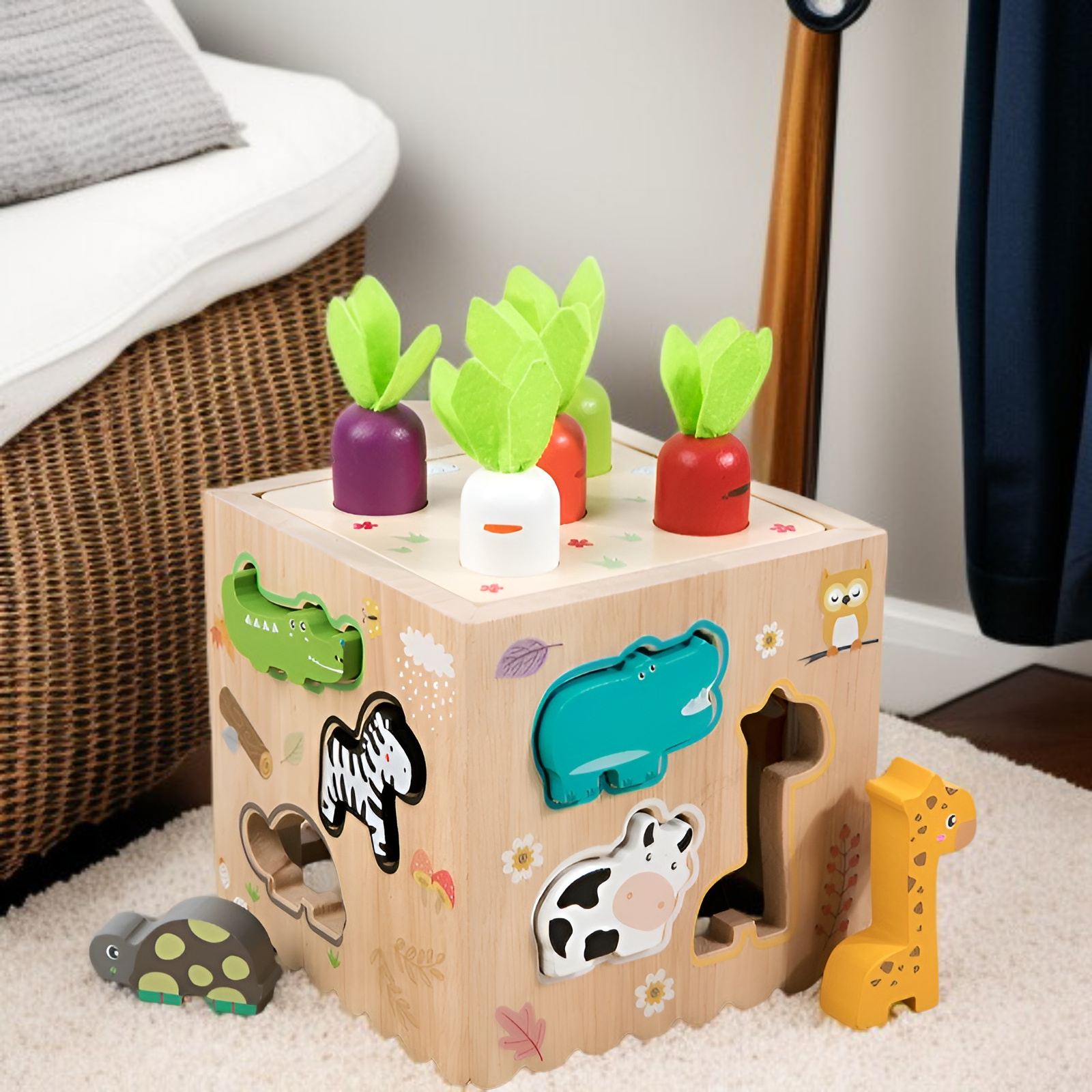  다기능 어린이 목재 퍼즐 블록 8-in-1 조립 완구