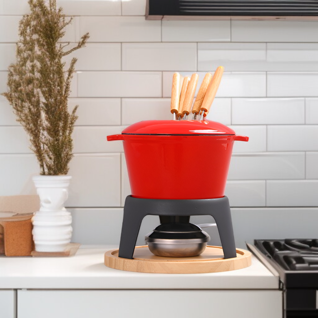 주방용 에나멜 코팅 주물 치즈 냄비 세트