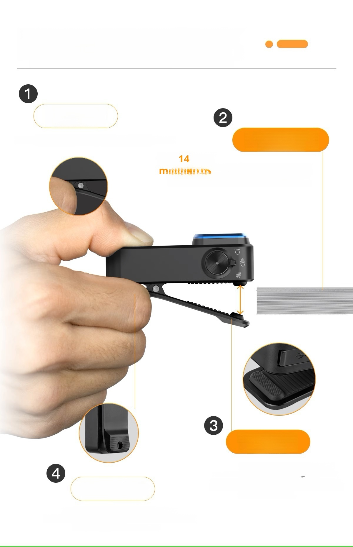 Detalle del puerto de carga USB-C de la linterna