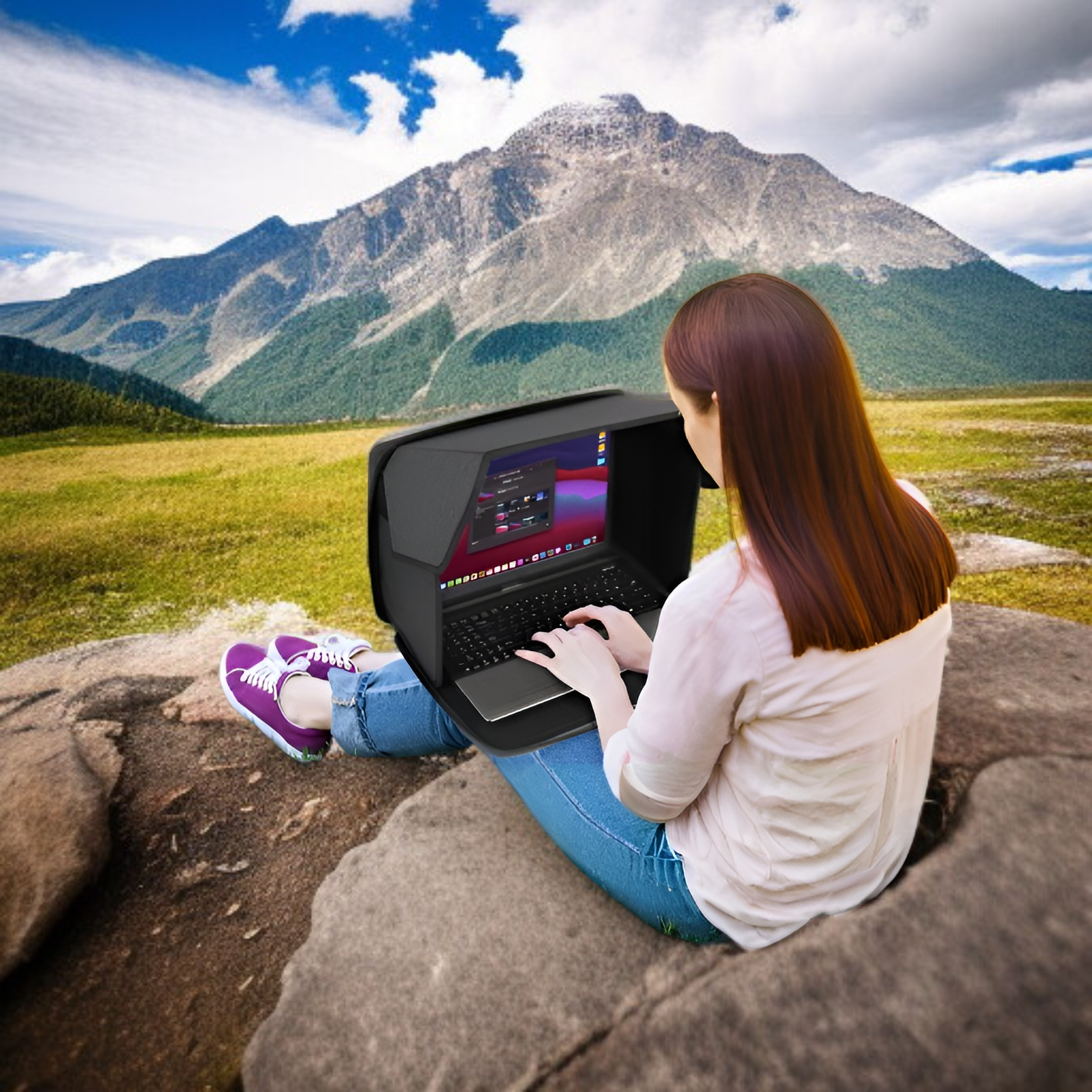 Funda de privacidad y sombra para laptop, portátil y plegable, ideal para exteriores