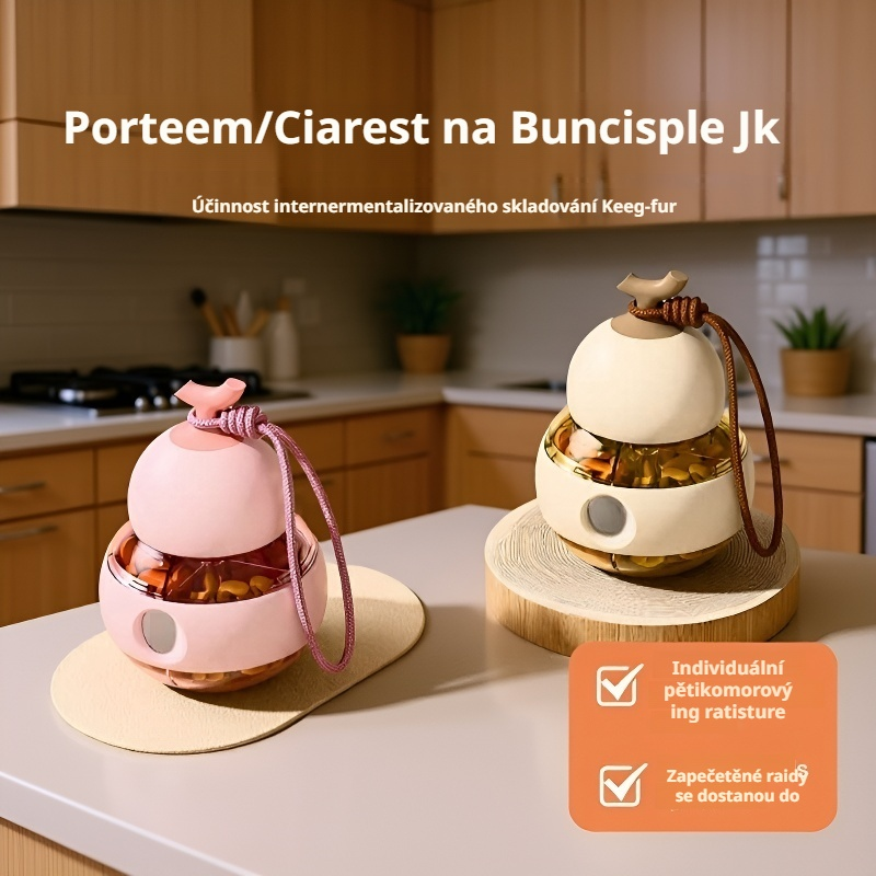 Dvouvrstvá přenosná dóza na léky ve tvaru lahvičky, těsnící, chránící před vlhkostí