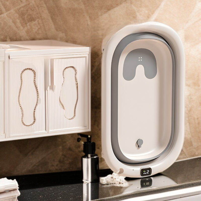 Smart Thermostatic Foldable Baby Bathtub, Extra Wide Spacious Bath Tub for Children