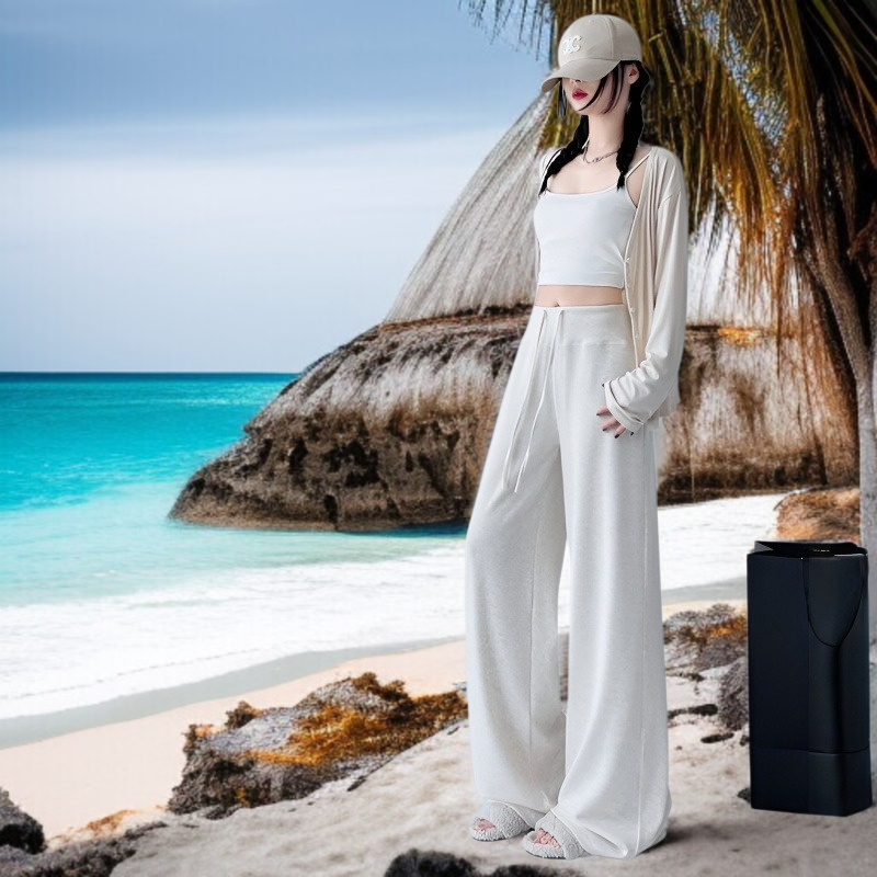 와이드 와이드 팬츠 여 쁘띠 소프트 하이웨스트 날씬해 보이는 팬츠 스커트 봄가을 드롭 와이드 팬츠