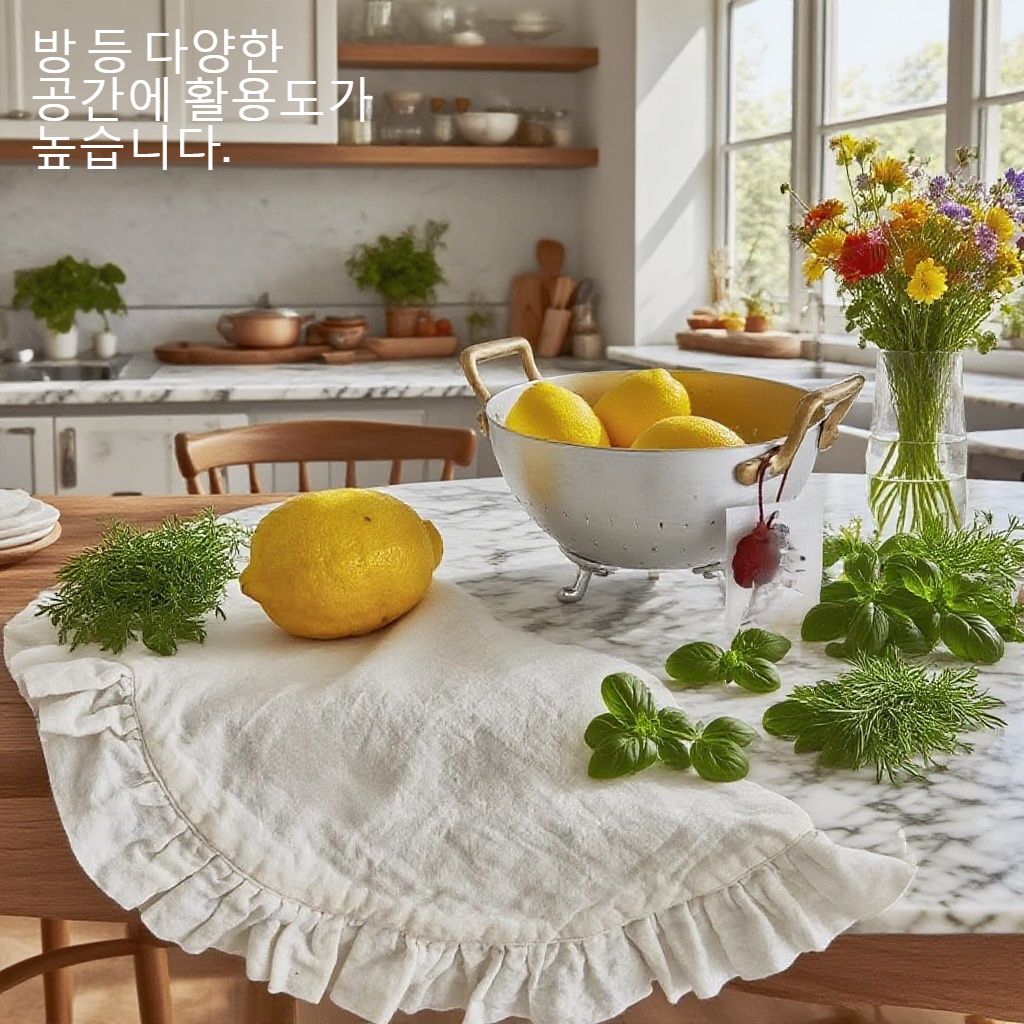 뜨거운 냄비를 올린 단열 쿠션 사용 모습