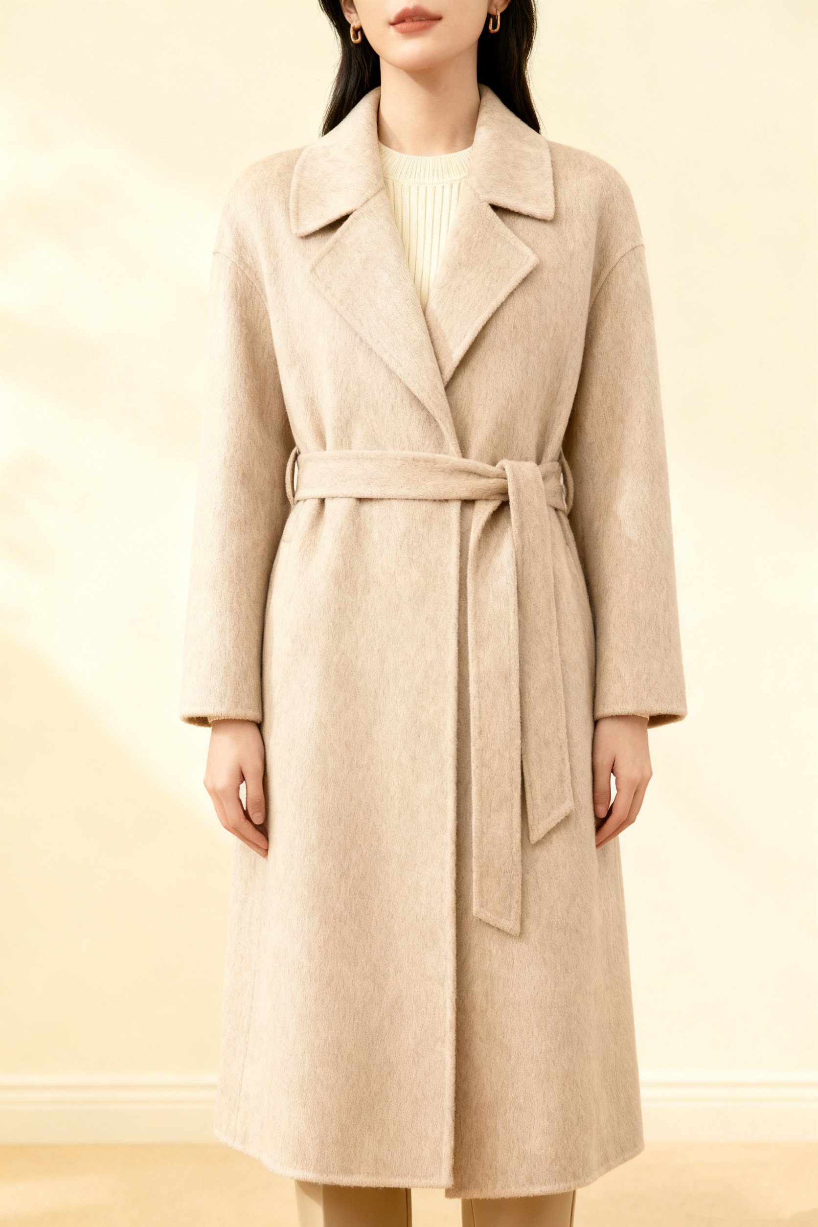 따뜻한 겨울 여자 오버코트 스타일링