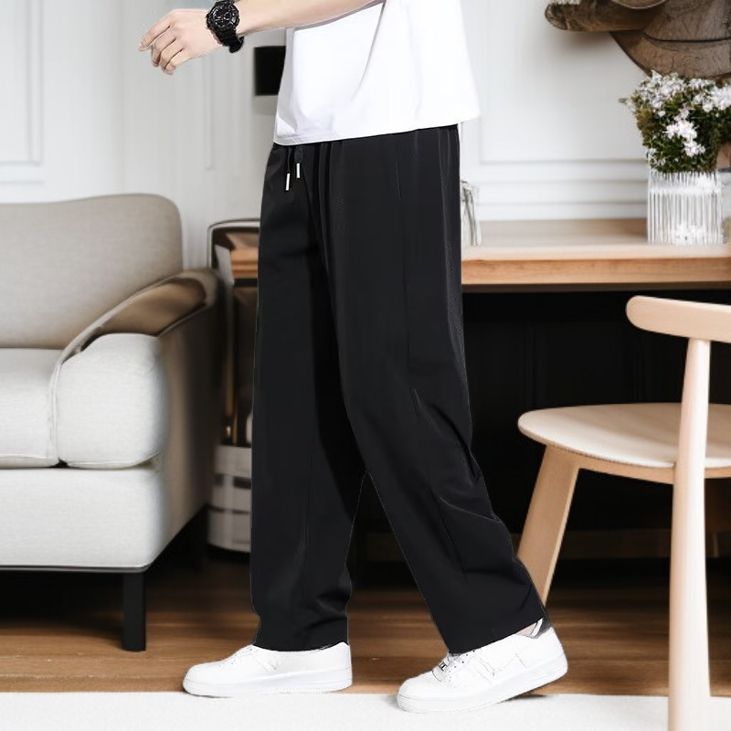 メンズスポーツスウェットパンツワイドパンツ夏薄手ルーズストレートカジュアルパンツ