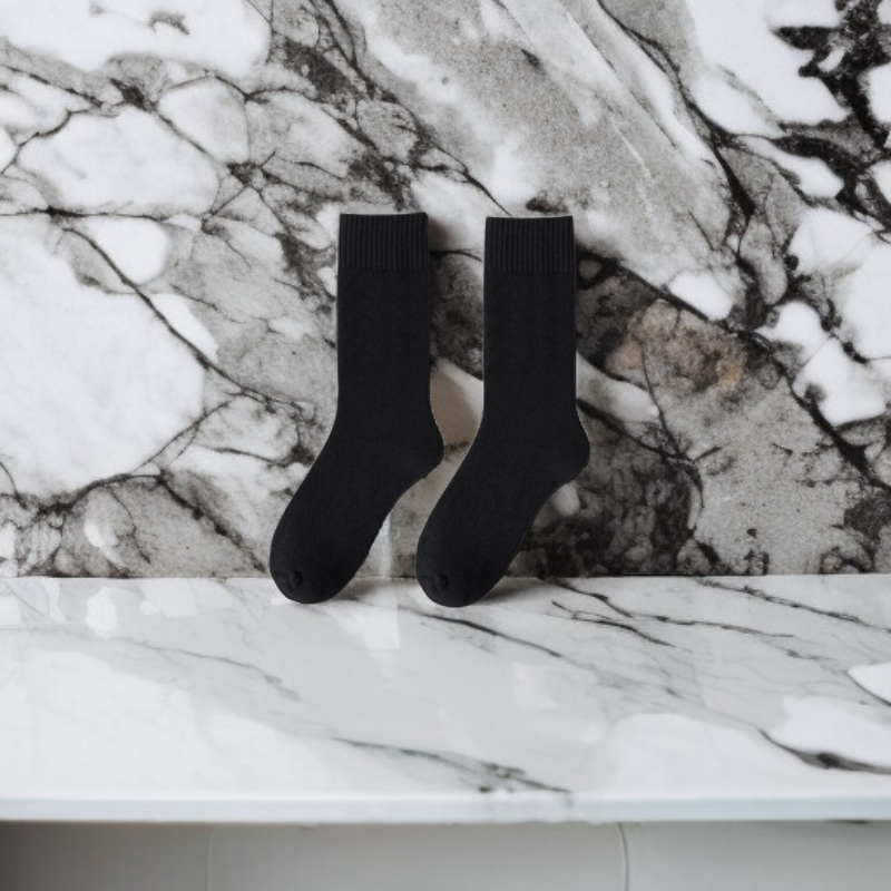 男款毛圈襪加絨加厚純色中筒襪防寒