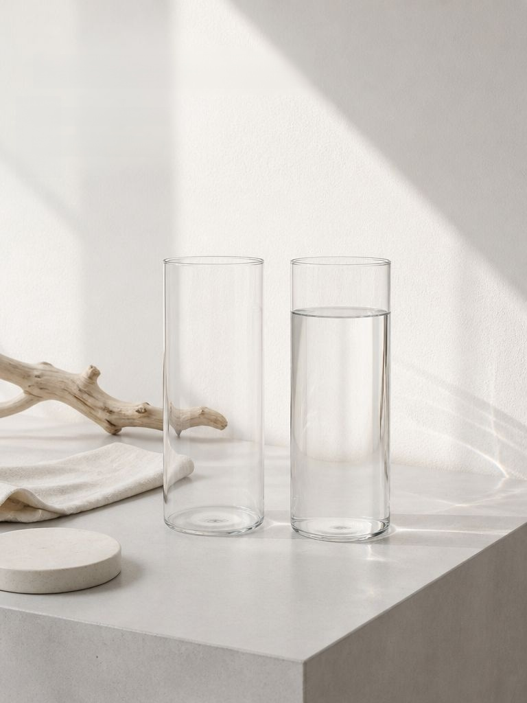 Transparente Zylinder Glasvase als große Blumenvase für moderne Dekoration