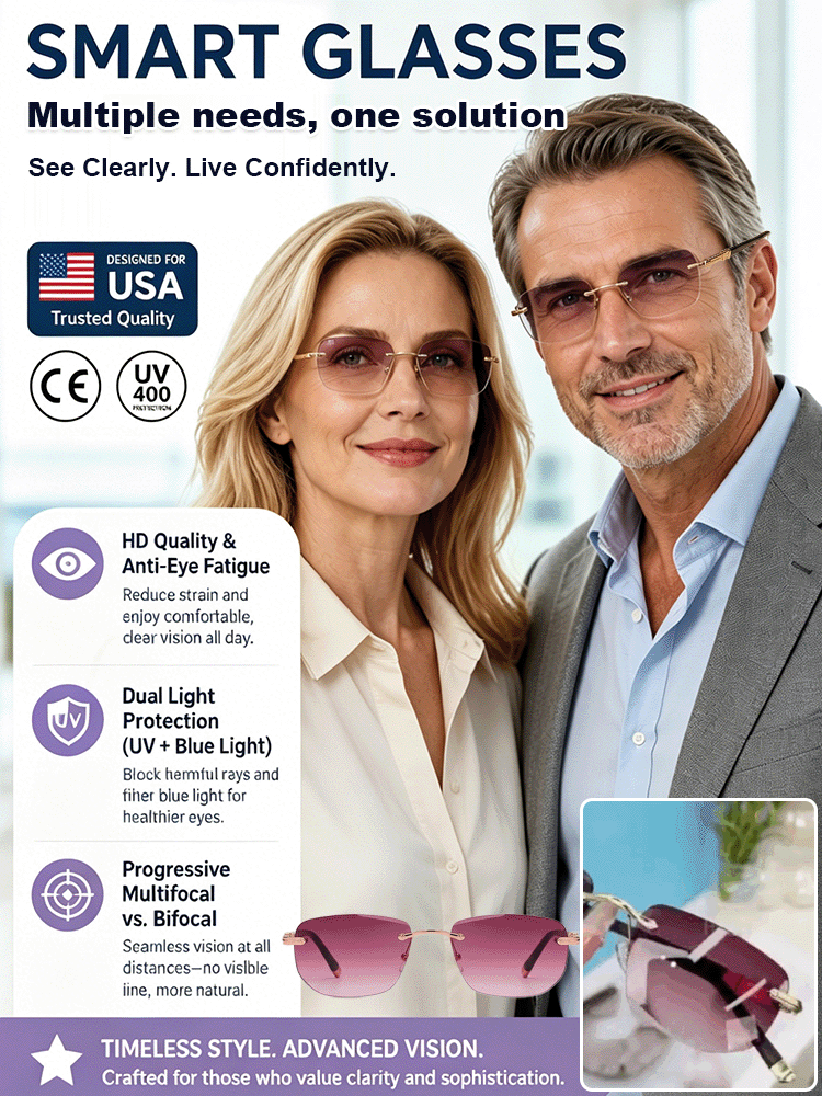 Frameless Rimless Bifocal Sunglasses