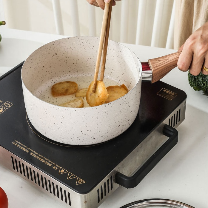 Eco-friendly wheat stone milk pan with nonstick surface