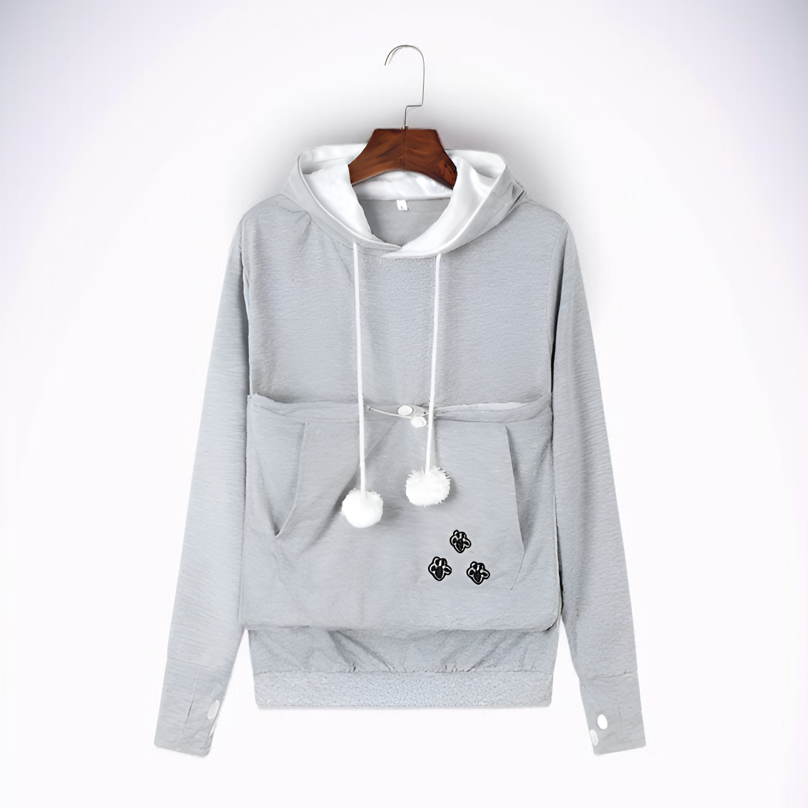 여성용 자수 대형 포켓 후드 스웨트셔츠