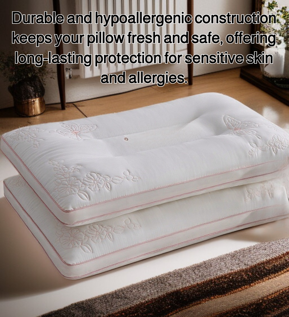 Ergonomic neck support pillow on bed