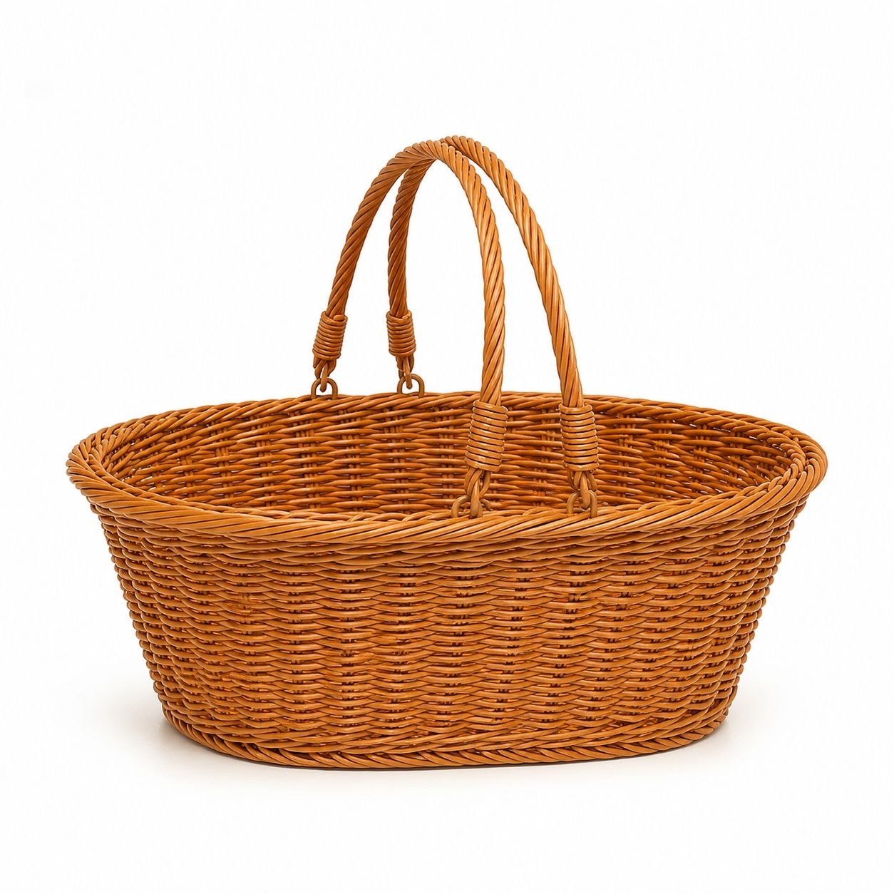 Panier de courses ovale en rotin synthétique tressé à la main, panier à légumes portable