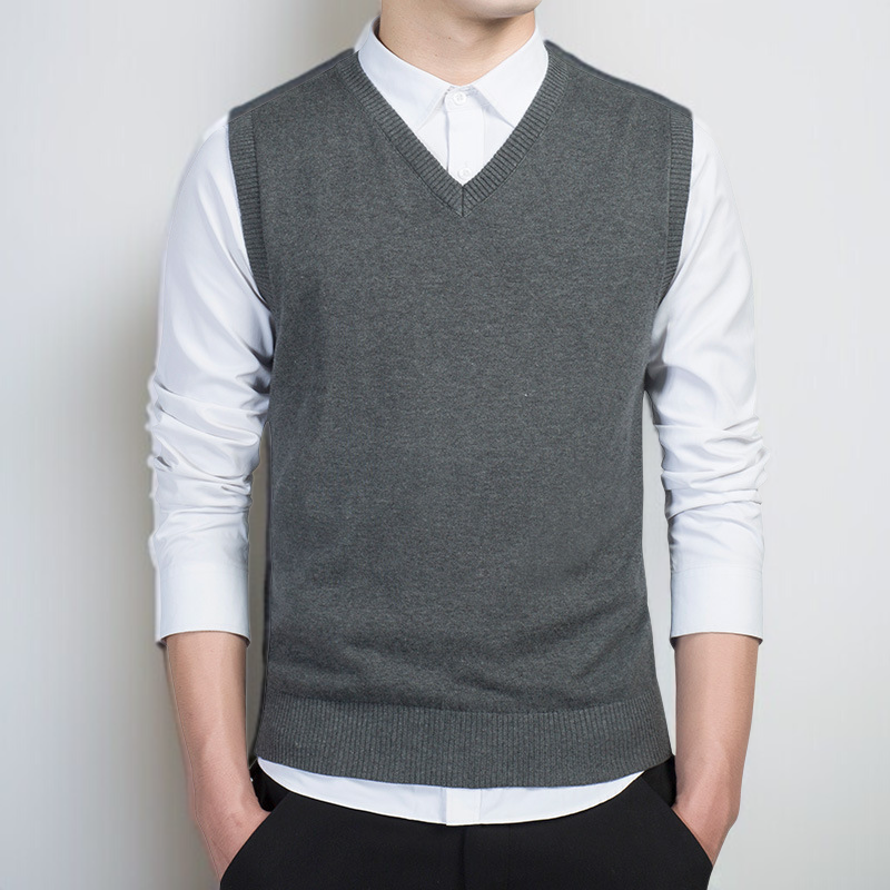 秋と冬のプルオーバーメンズウールセーターカジュアルメンズスリムジャンパーメンズ新しいVノースリーブ男性
