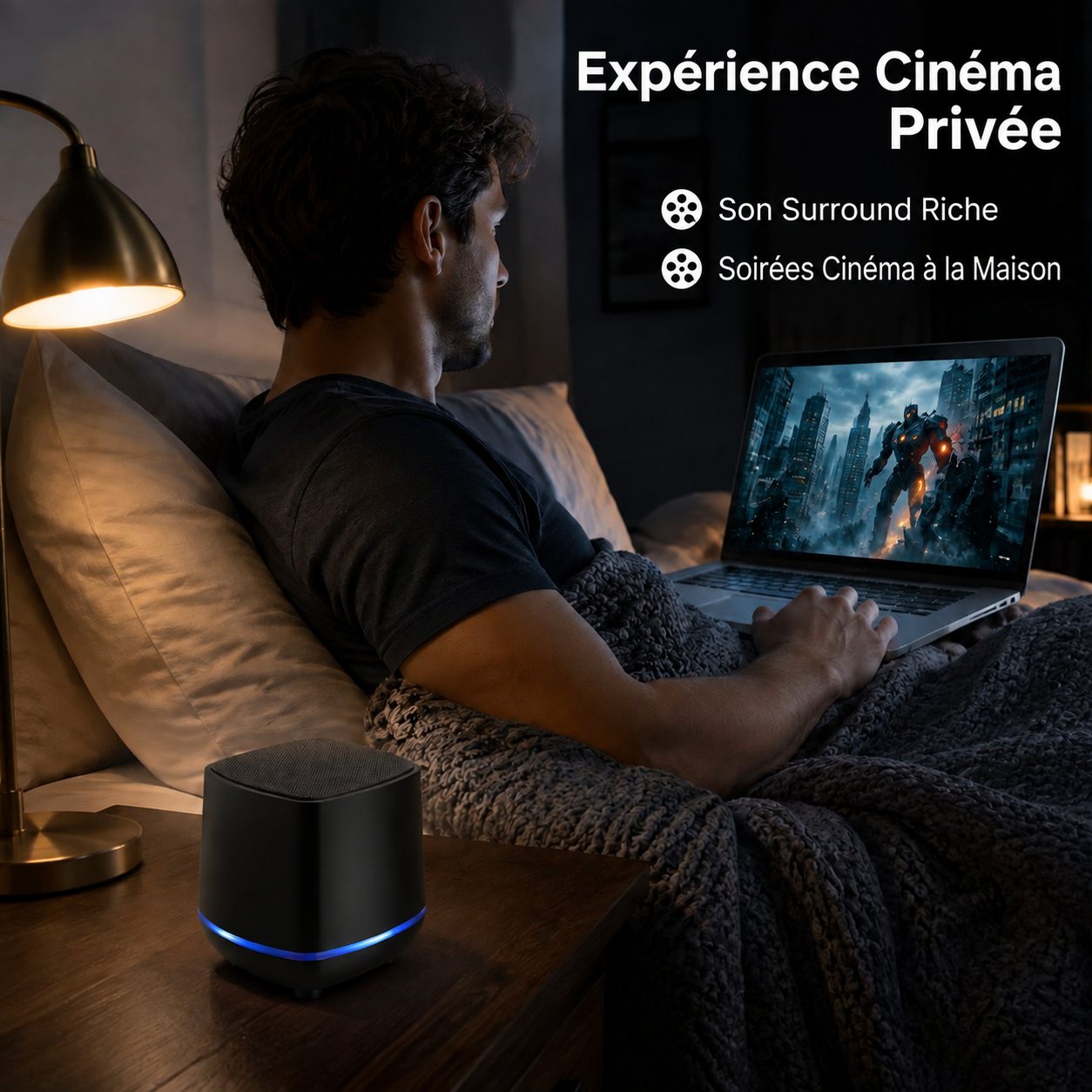 Mini haut-parleur de bureau Bluetooth avec basses