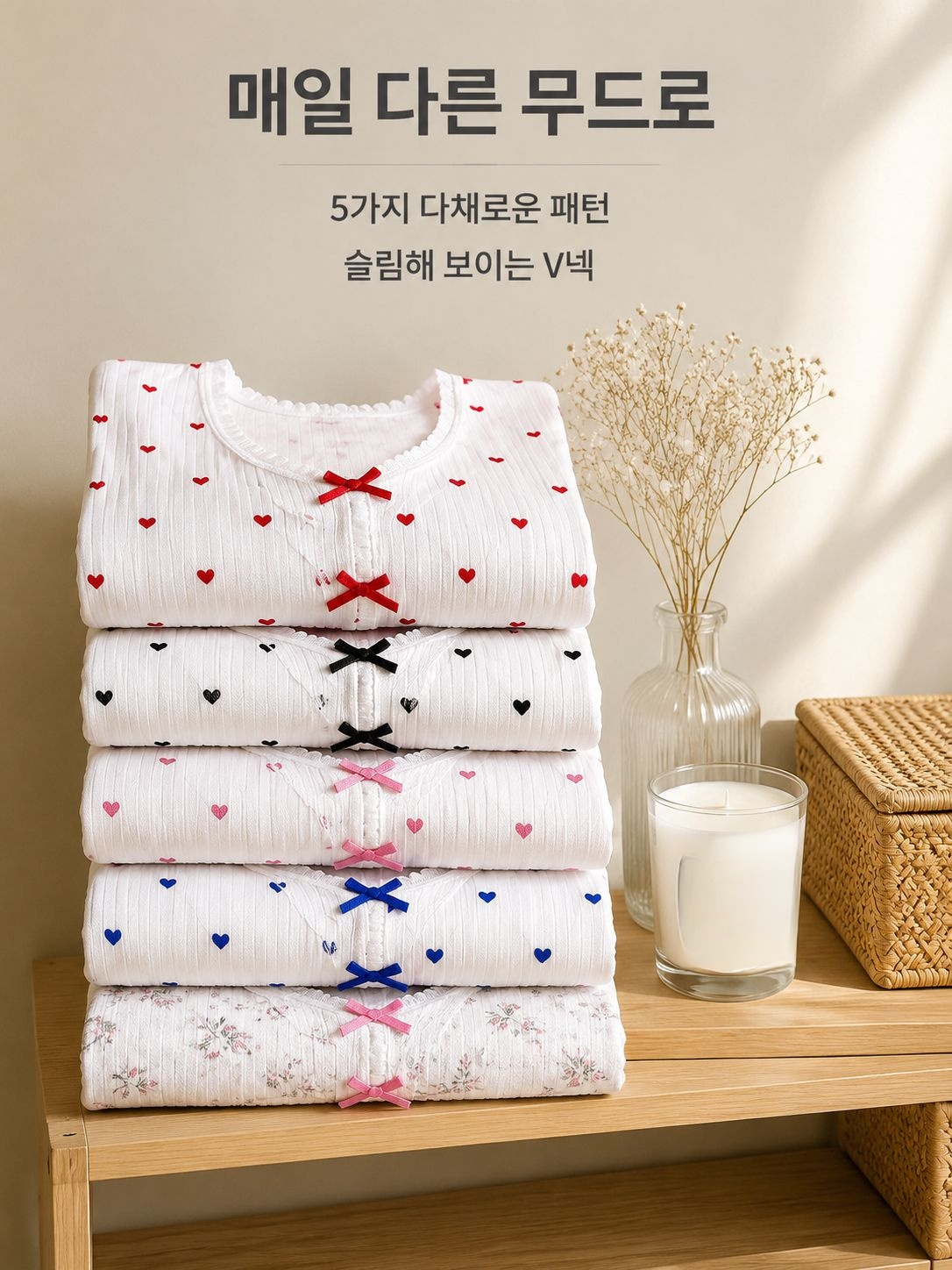 외출 가능한 긴소매 홈웨어 투피스