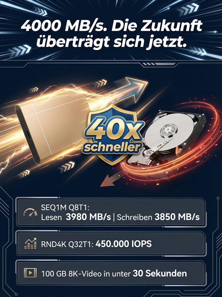 Dresden Tech Pro 32TB Hochsicherheits-Speicher ✨IP67 Datentresor✨Plug & Play für Windows & Mac