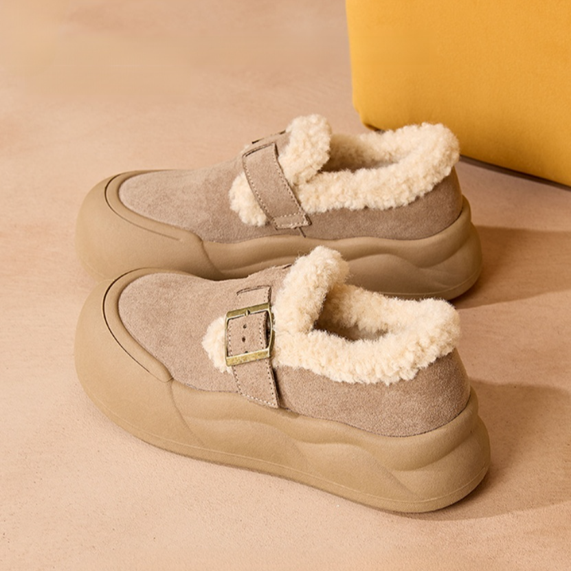 두꺼운 밑창의 털안감 버켄슈 스타일 신발
