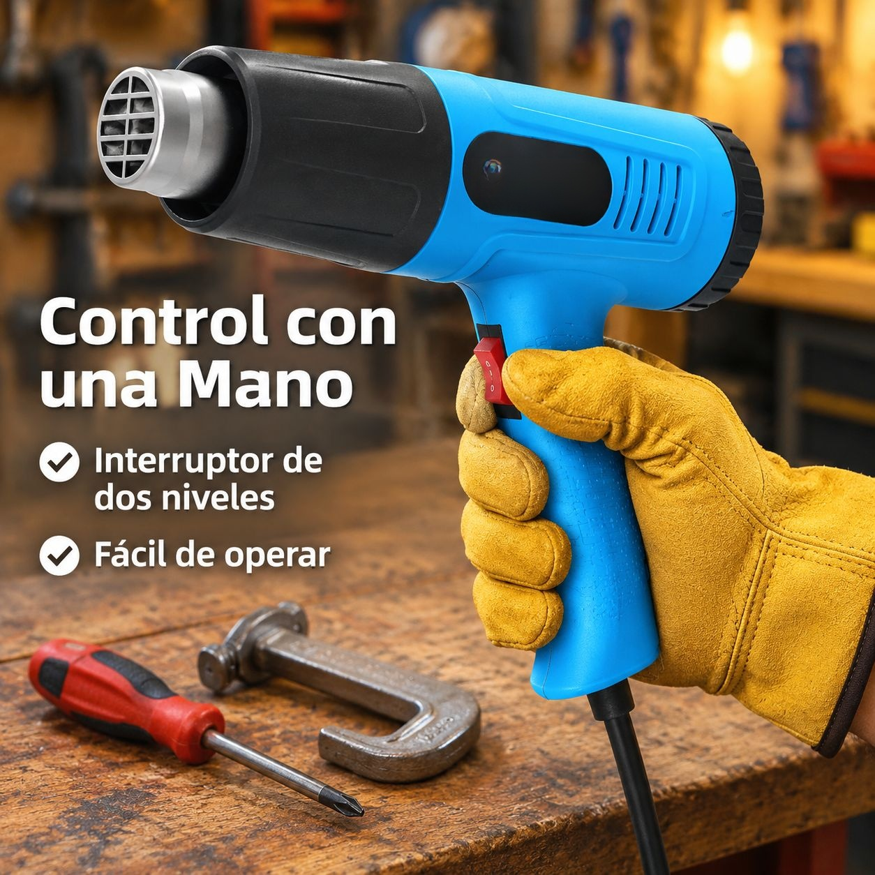 Pistola de aire caliente multifuncional con accesorios