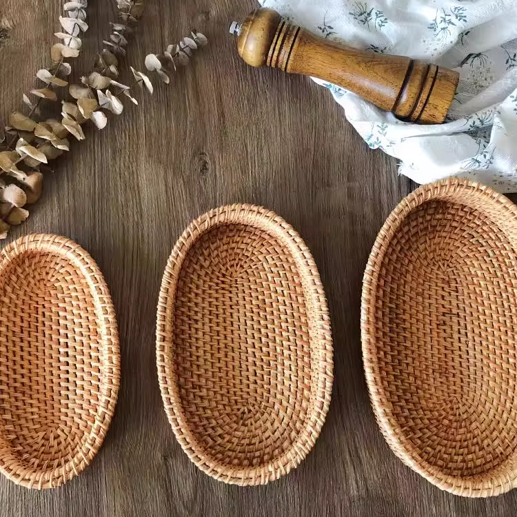 藤編手工水果籃 北歐風家用收納竹編麵包籃