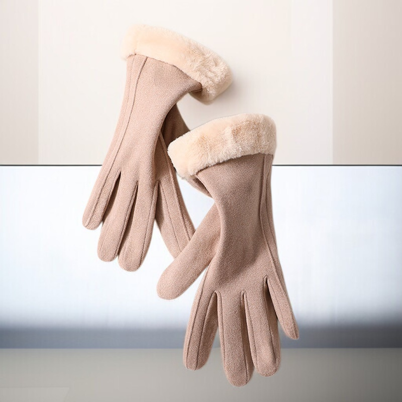 女士加厚毛絨保暖手套