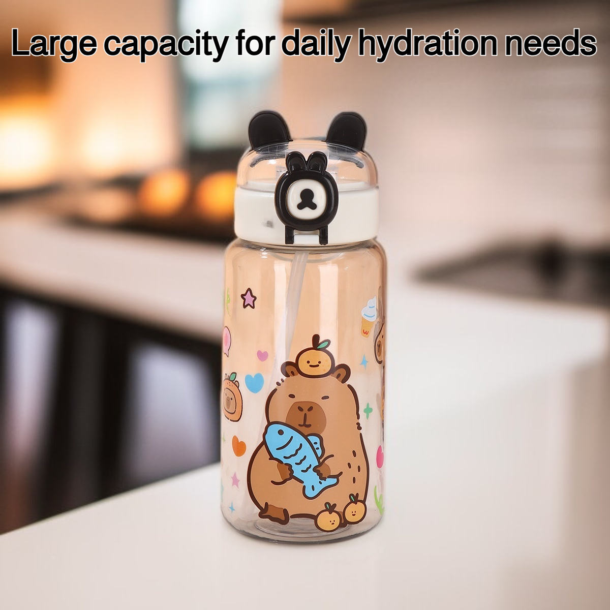 Reusable fashion handheld mug with cartoon print