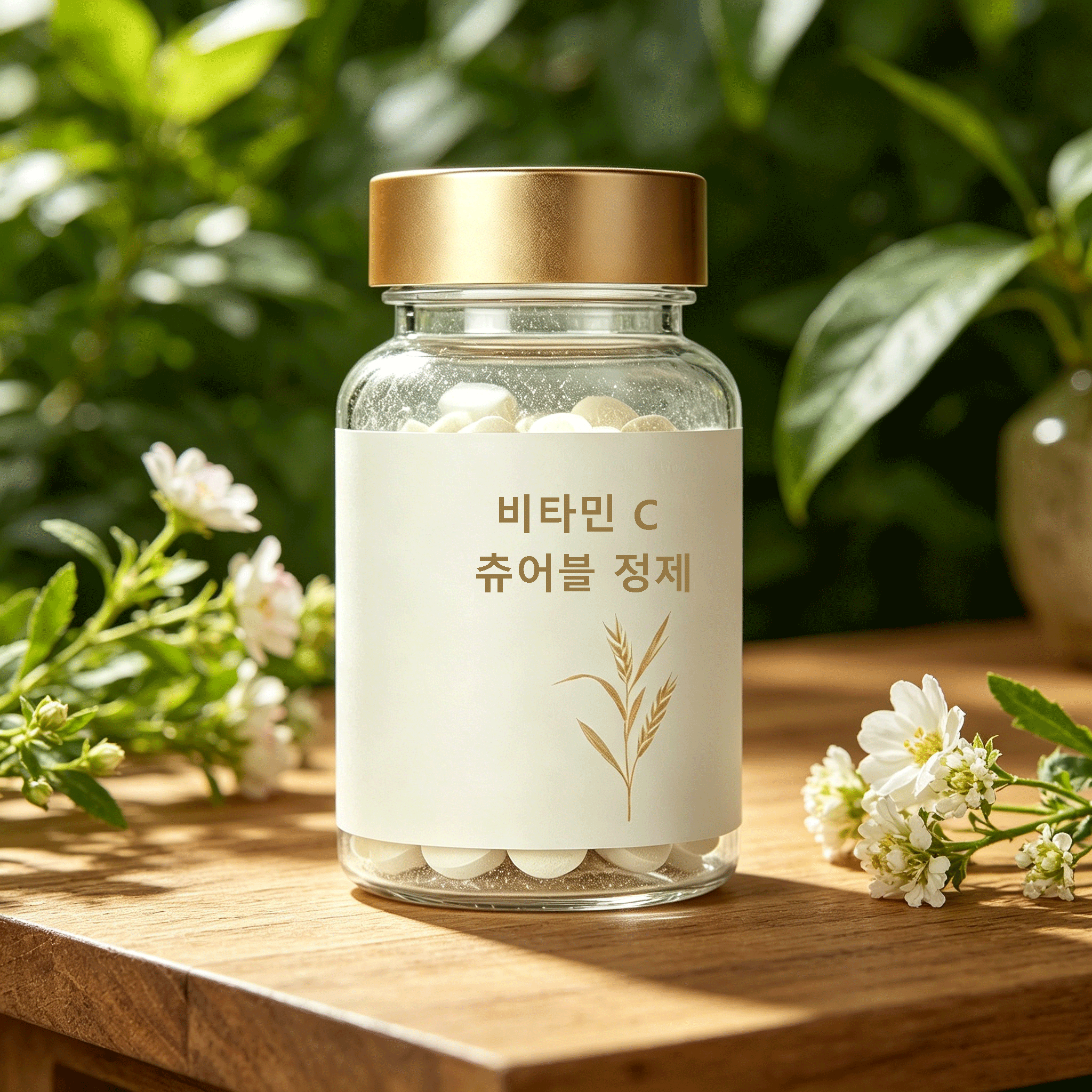 비타민C 츄어블 정과 신선한 오렌지
