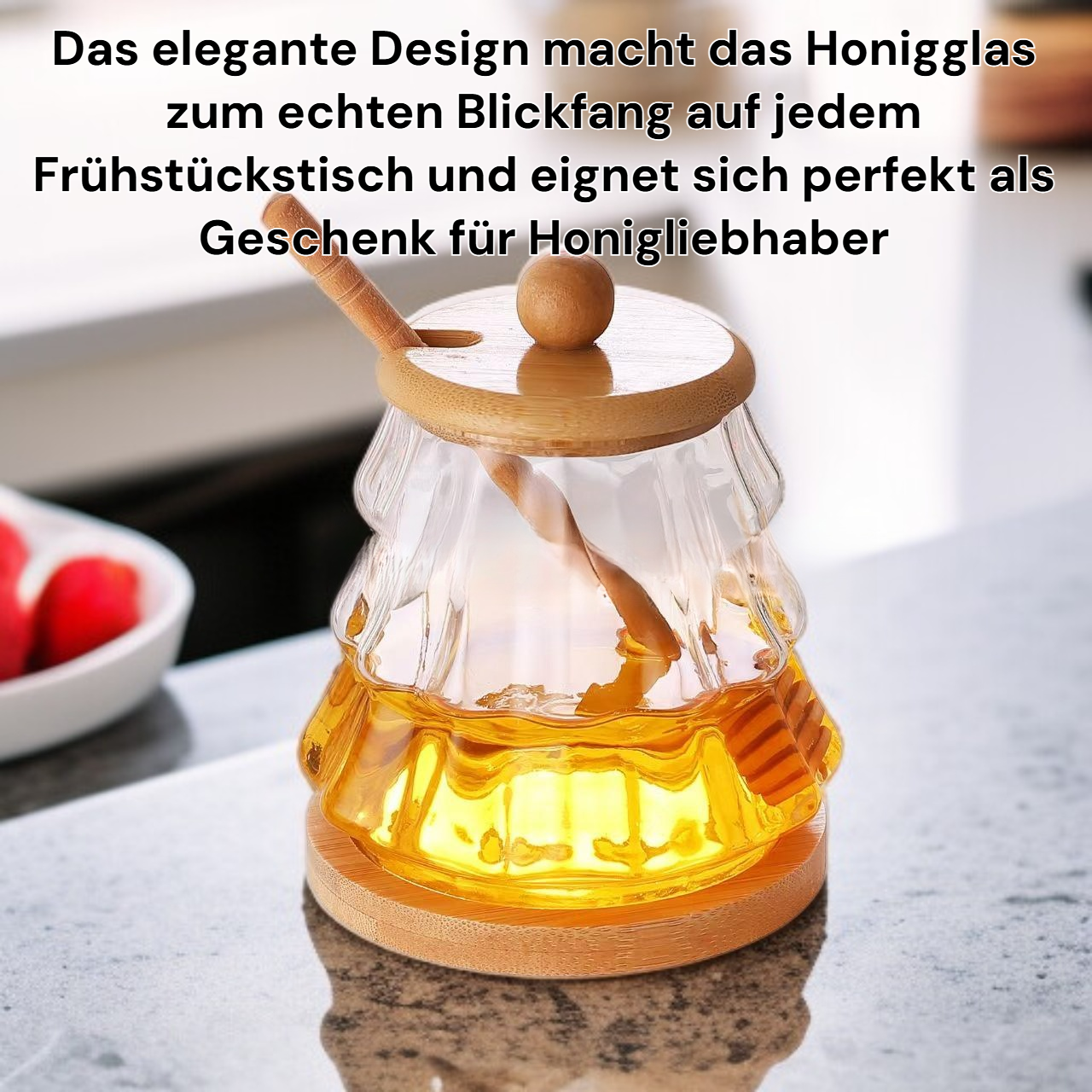 Honigglas mit Rührstab