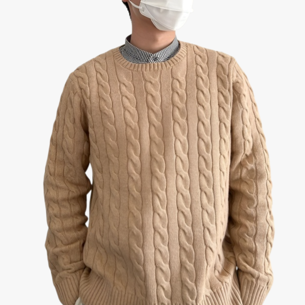 추동 커플 라프 꽈배기 자수 스웨터 여 포니 라운드 니트 스웨터