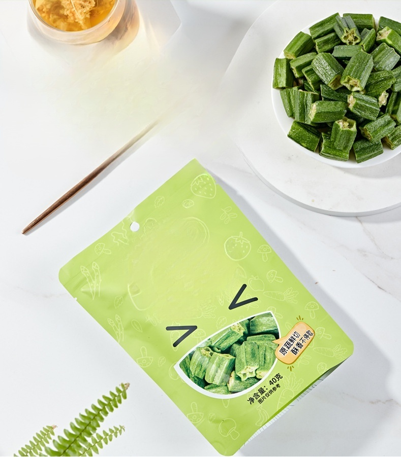 40g dried vegetable snack, dehydrated fruit and vegetable crisps, okra chips