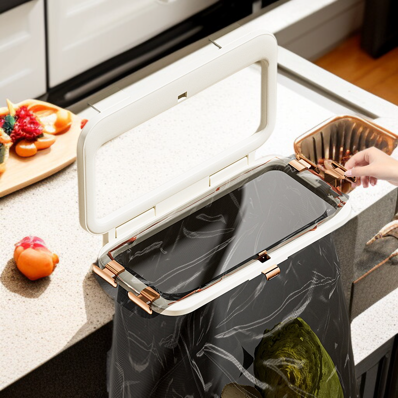 رف أكياس القمامة القابل للطي للمطبخ