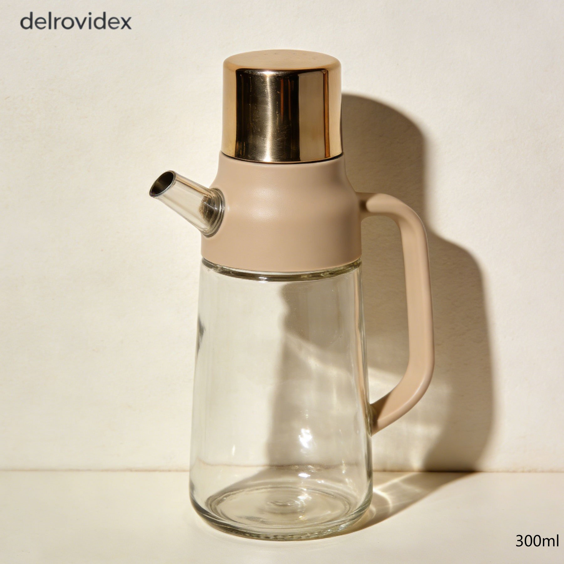 取っ手付きガラス製オイルボトル5個セットの全体写真