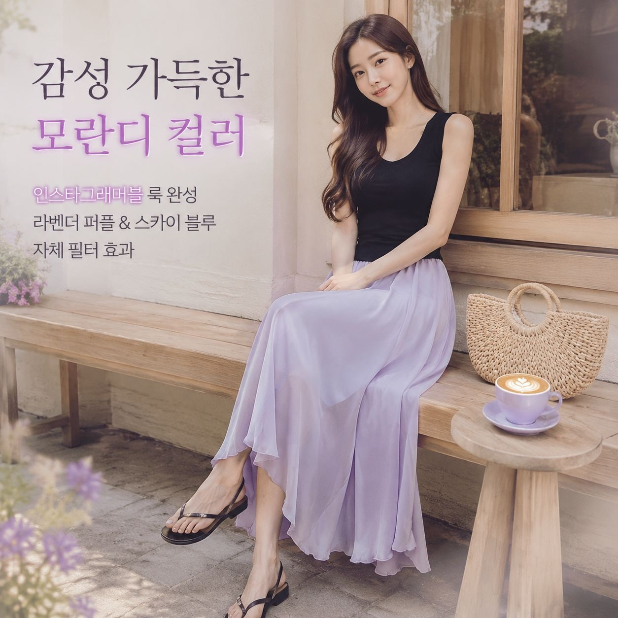 쉬폰 하이웨스트 머메이드 롱스커트 여성