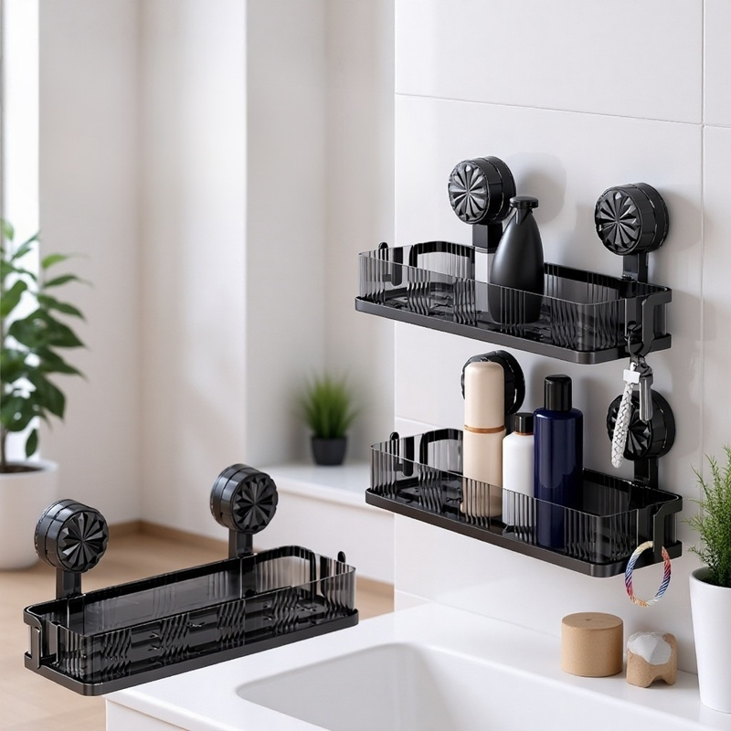 Estante de baño con ventosa, montaje en pared, sin necesidad de perforar