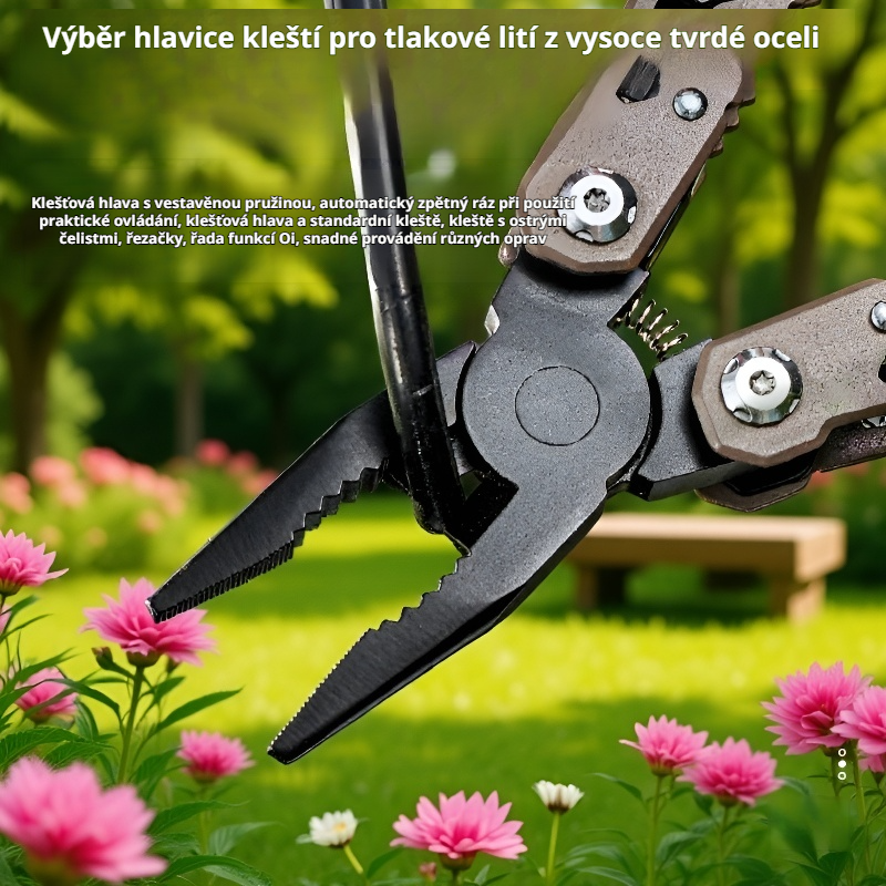 Multifunkční skládací nerezové kleště na venkovní použití