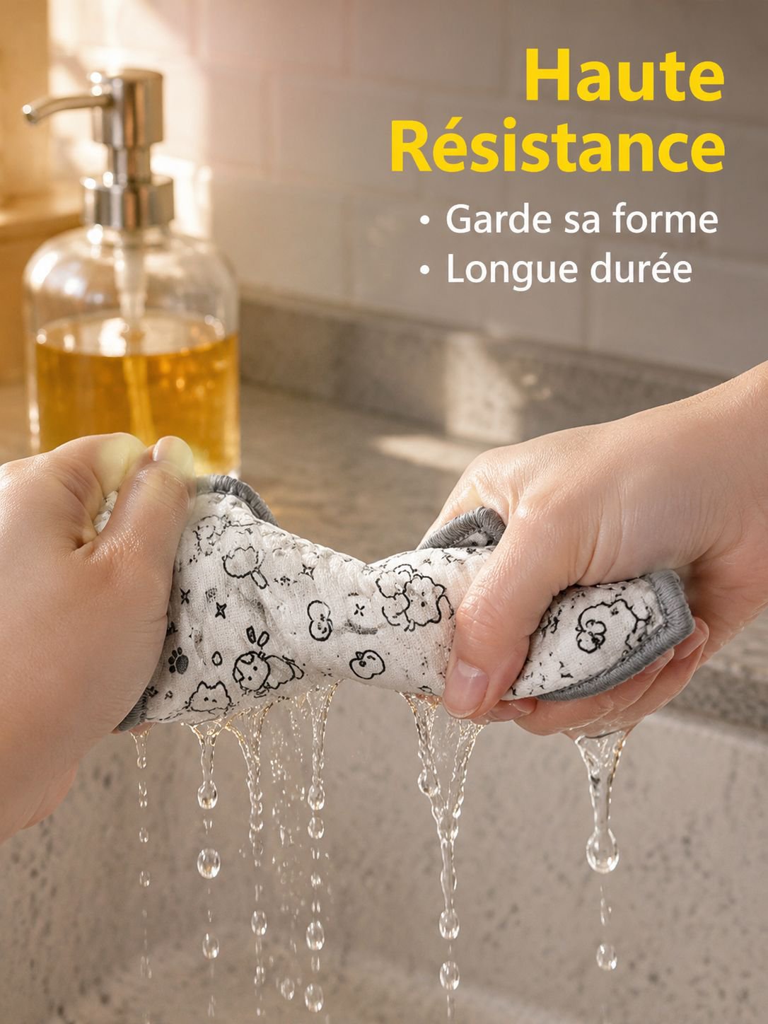 Chiffon de nettoyage en fil d'acier double face avec motif cartoon