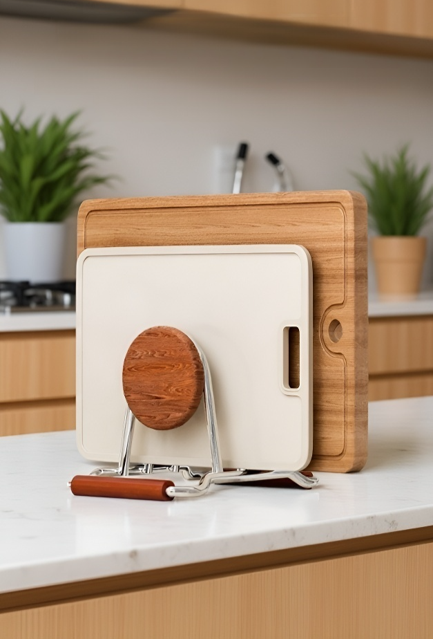 تصميم عملي لرف تخزين ألواح التقطيع في المطبخ