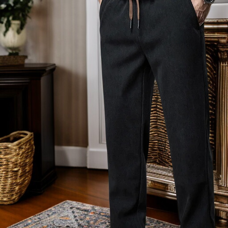 남성 밴딩 허리 스트레이트 팬츠 영하 기모 코듀로이 캐주얼 팬츠 가을 남성 캐주얼 팬츠